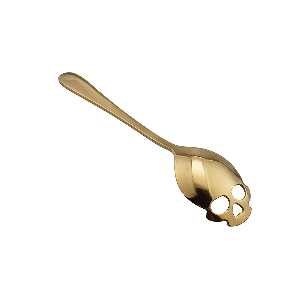 Gold color Skull teaspoon in stainless steel.