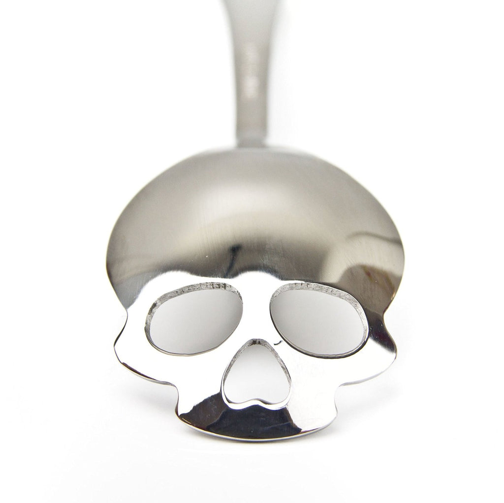 Silver Skull teaspoon in stainless steel.