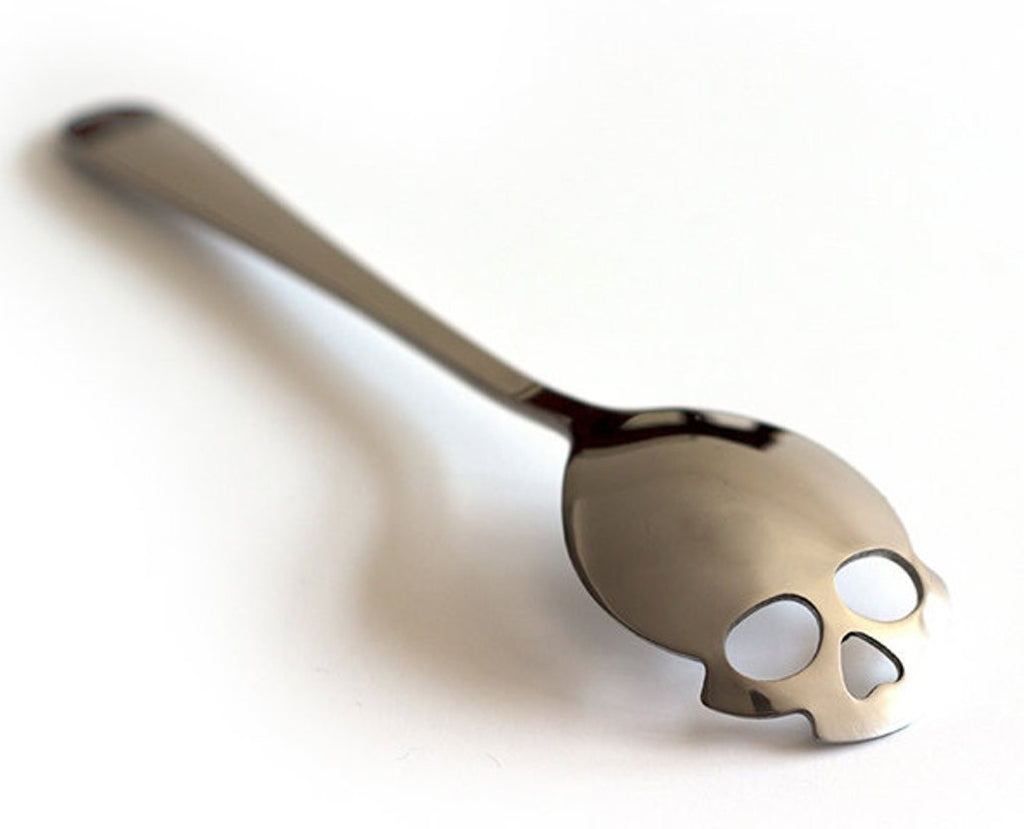 Gold color Skull teaspoon in stainless steel.