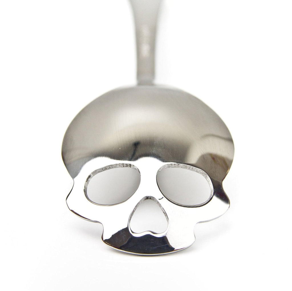 Silver Skull teaspoon in stainless steel. 
